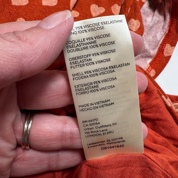 NWT Free People Lakeside Midi Dress Ginger Heart Print Ruched Side Slit Large - Picture 13 of 14